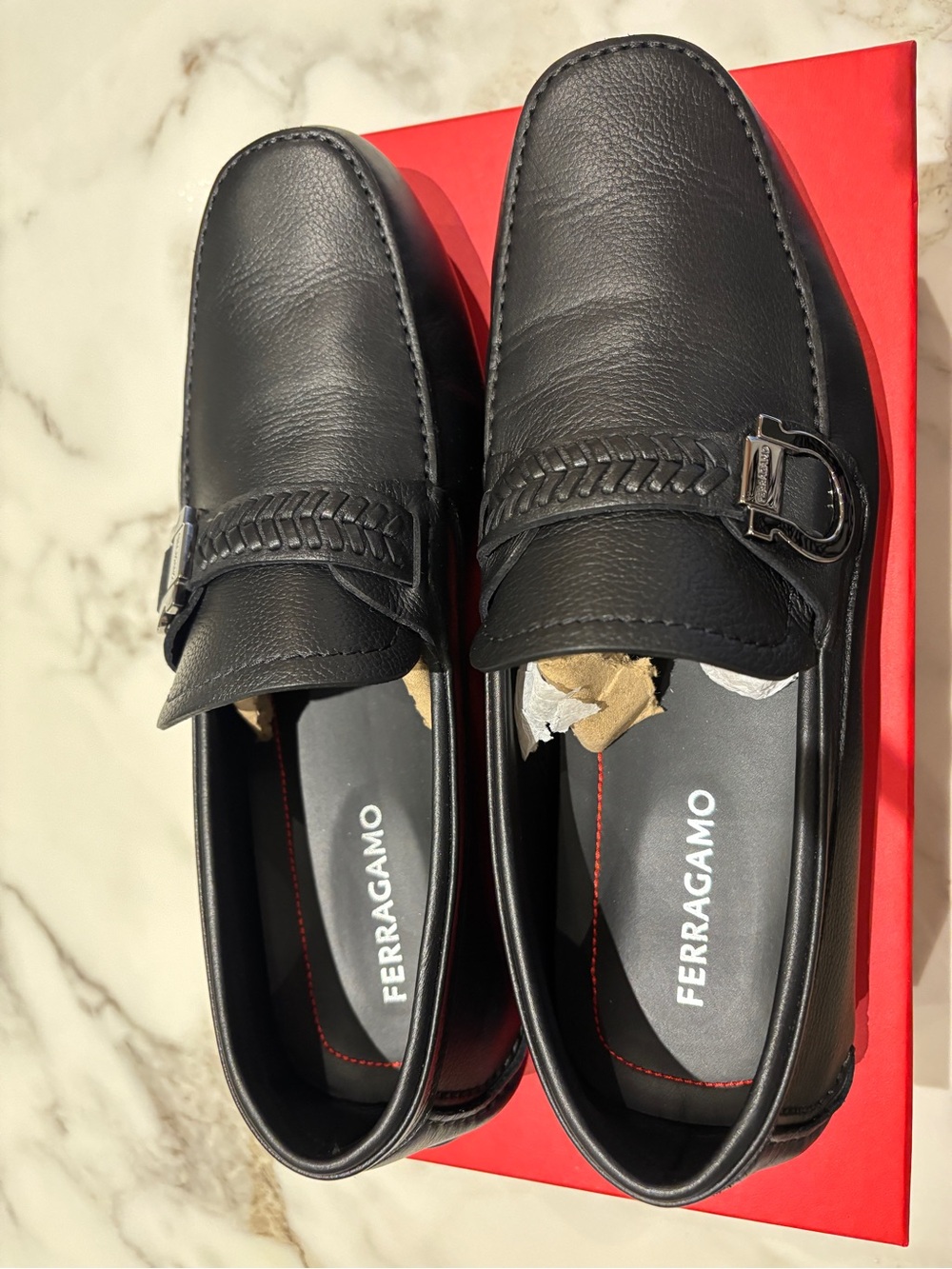 Salvatore Ferragamo Black Leather Bit-Detail CALIPSO Loafers